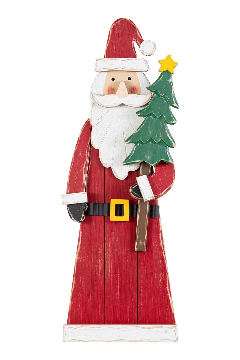 Christmas Chunky Wood Santa Snowman Porch Decor, Main, color, Red