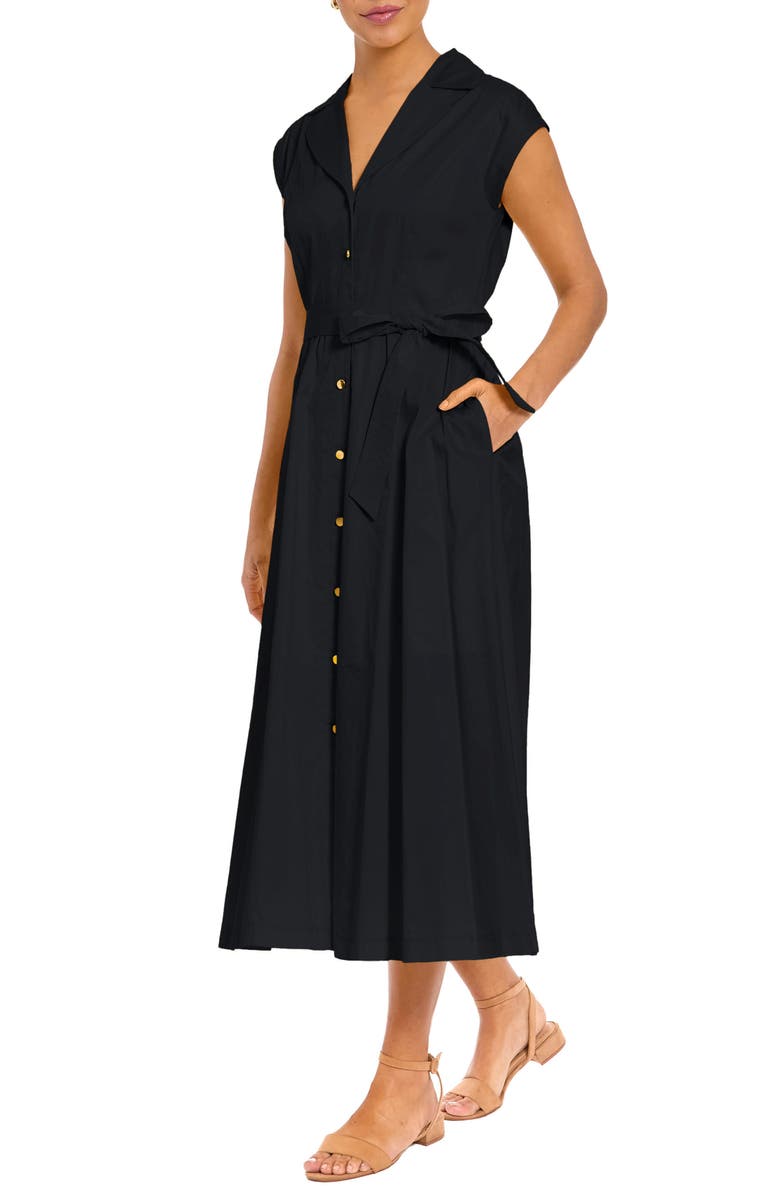 London Times Tie Waist Cap Sleeve Shirtdress, Alternate, color, 