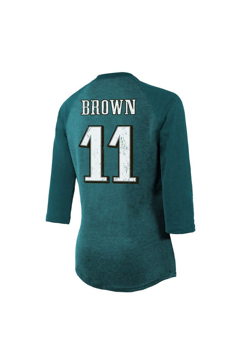 Majestic Threads Women's Majestic Threads A.J. Brown Midnight Green Philadelphia Eagles Name & Number Raglan 3/4 Sleeve T-Shirt, Alternate, color, 