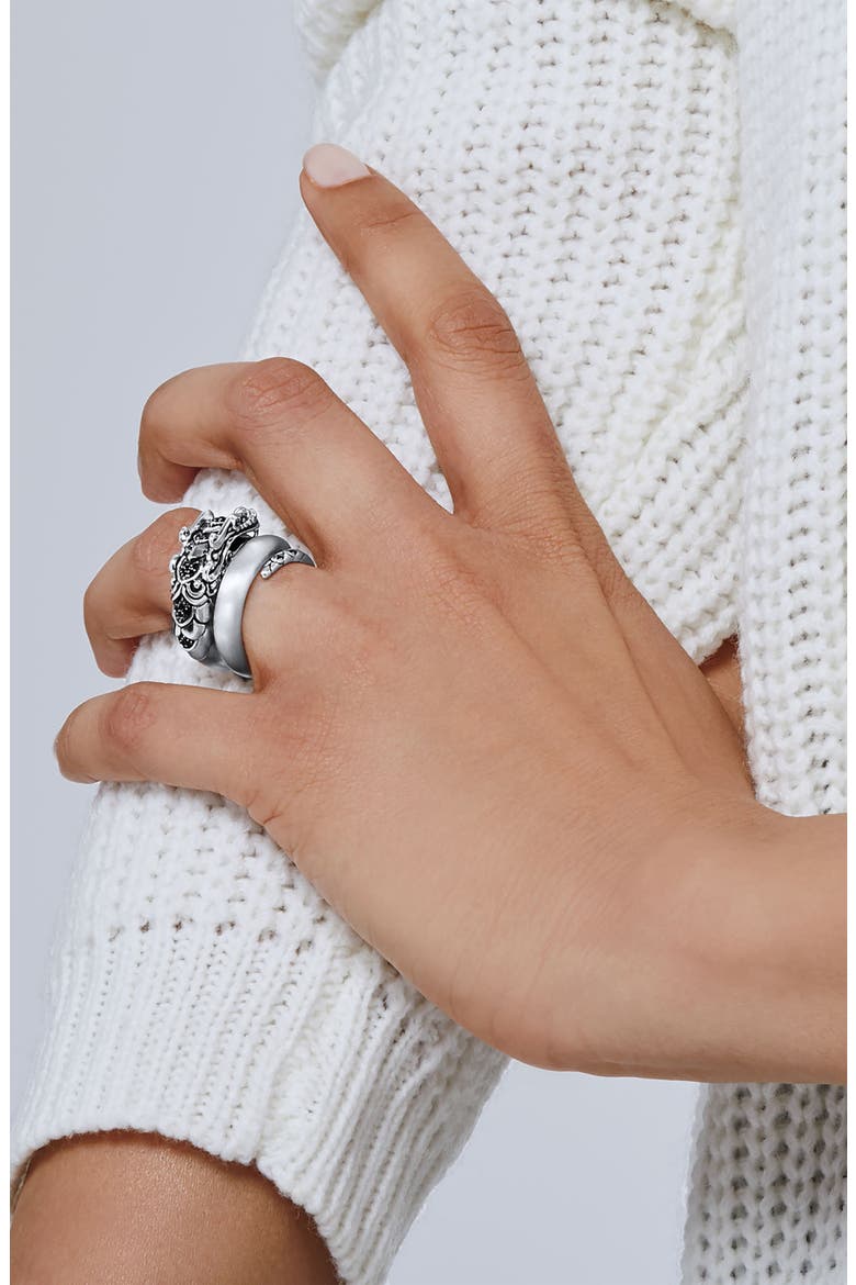 Legends Naga Brushed Coil Ring, Alternate, color, BLACK SPINEL/ BLUE SAPPHIRE