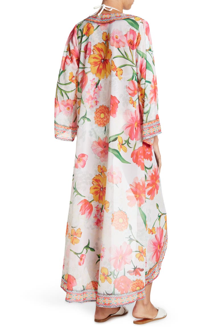 Floral Print Cover-Up Long Duster, Alternate, color, WHITE