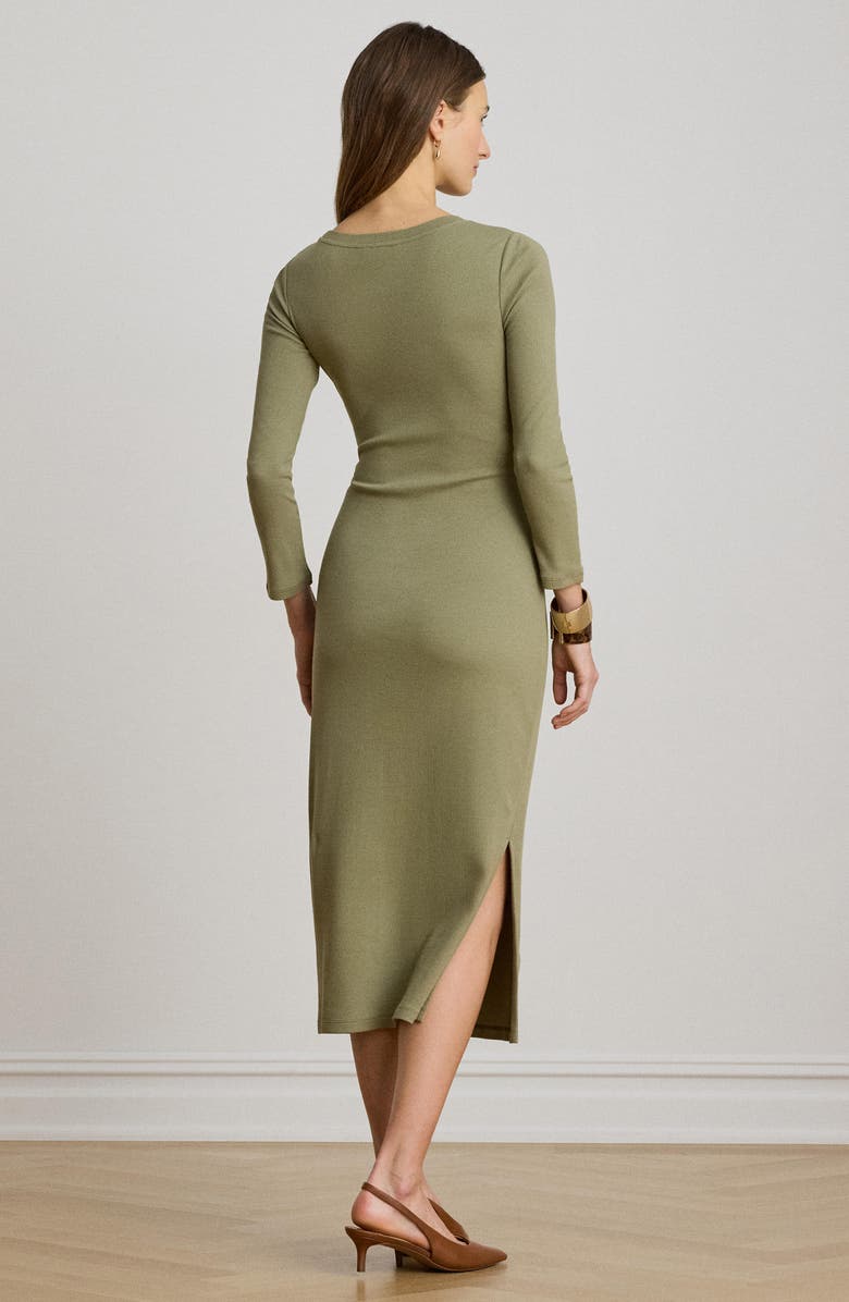 Lauren Ralph Lauren Long Sleeve Tie Waist Midi Dress, Alternate, color, Light Agave Green