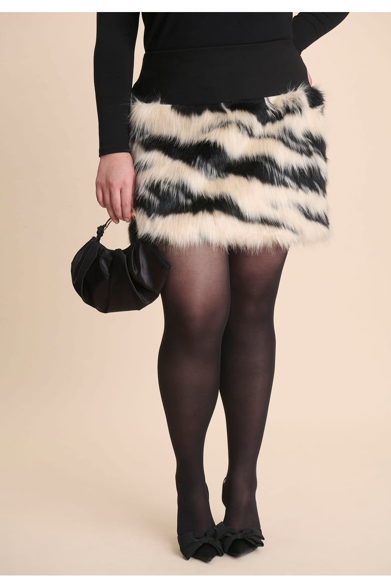 Faux Fur Mini, Alternate, color, BLACK WHITE