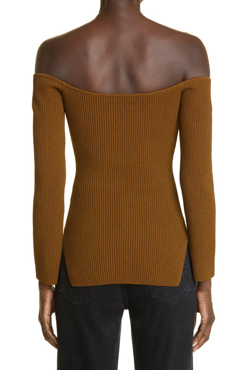 Khaite The Maria Off the Shoulder Rib Sweater, Alternate, color, 