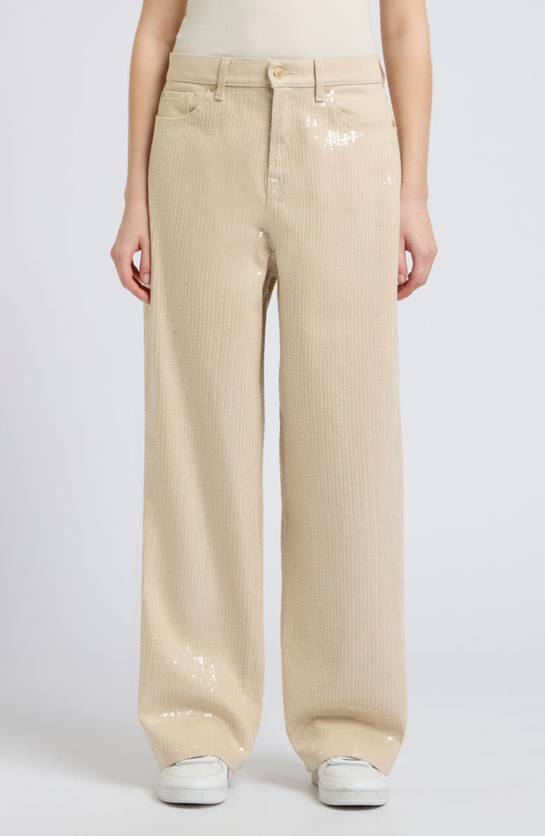 Seven Lotta Sequin High Waist Wide Leg Jeans, Main, color, Radiance