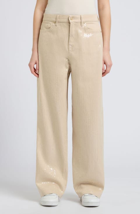 Lotta Sequin High Waist Wide Leg Jeans (Radiance)