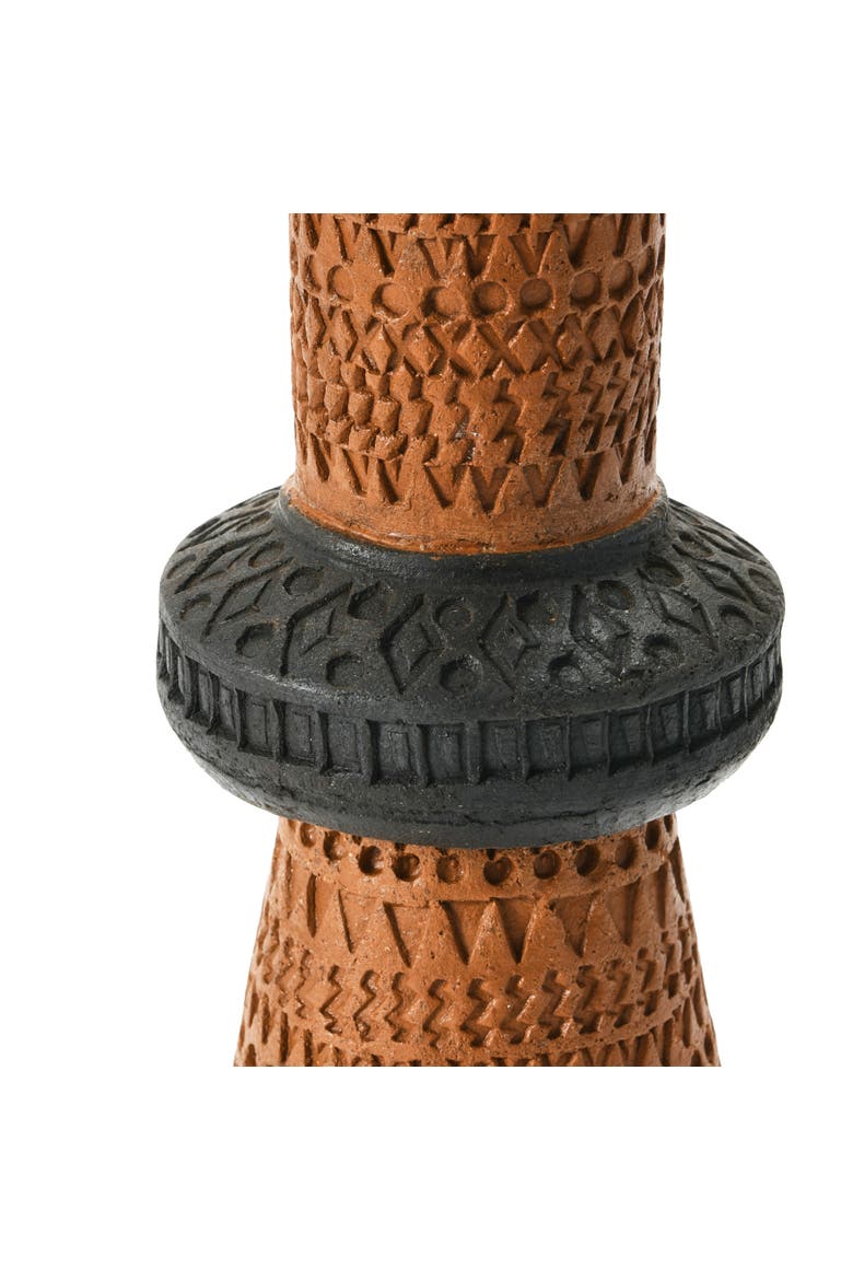 Handmade Debossed Terra-cotta Vase, Terracotta & Black, Alternate, color, Terracotta