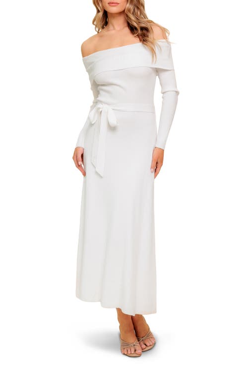 Off the Shoulder Long Sleeve Sweater Dress