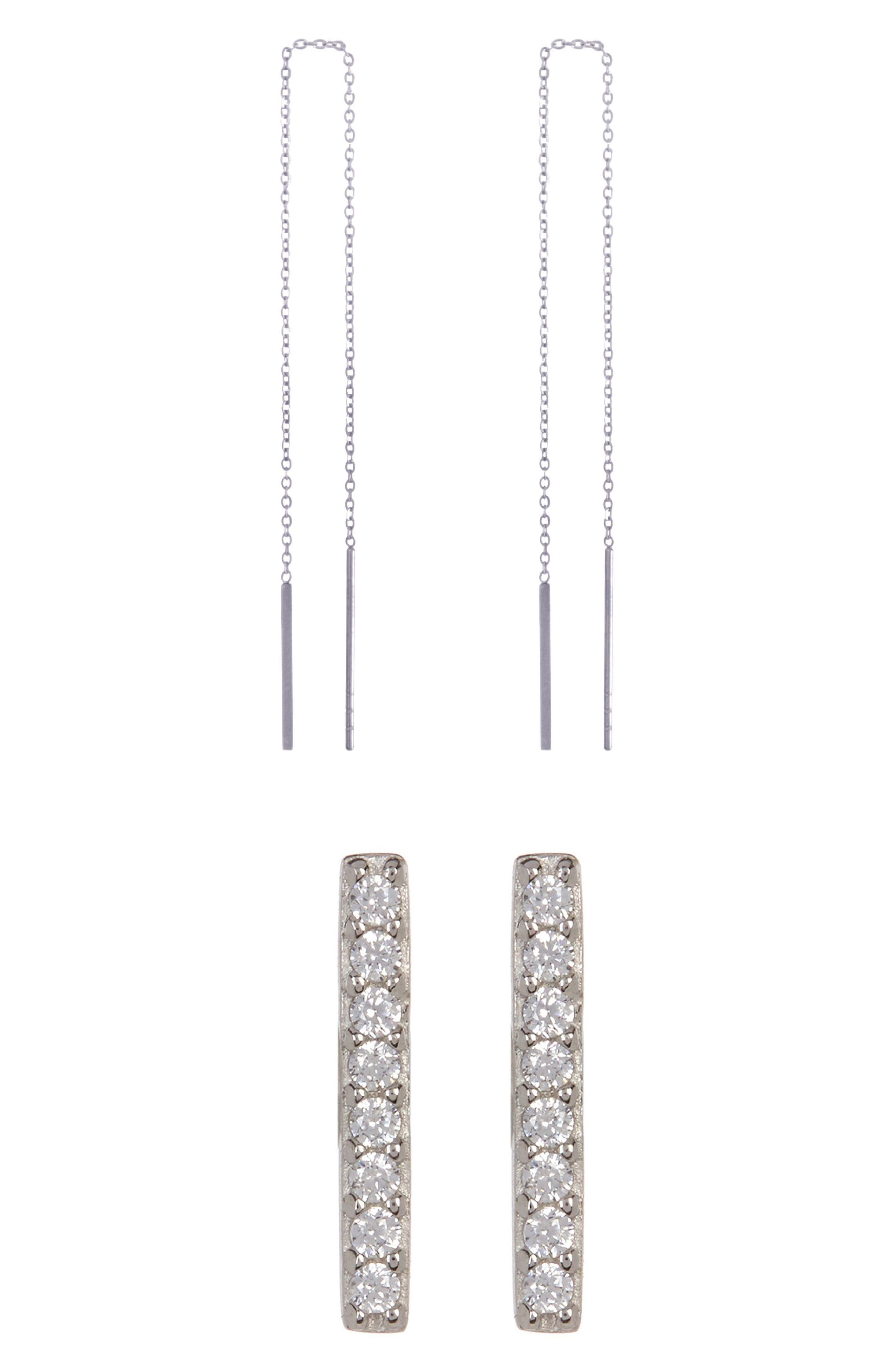 Adornia Set of 2 Bar & Threader Earrings