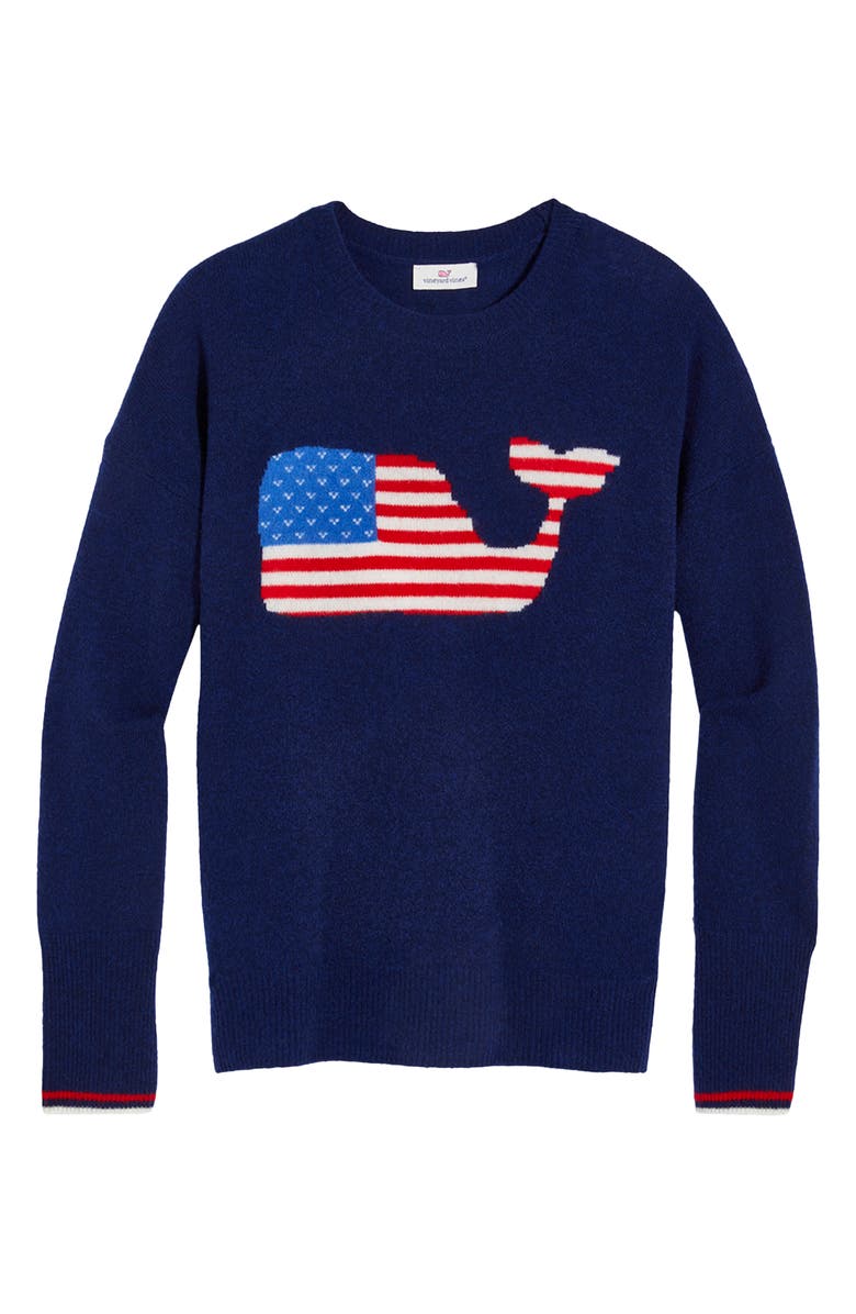 vineyard vines Seaspun Whale Flag Cashmere Sweater, Main, color, 