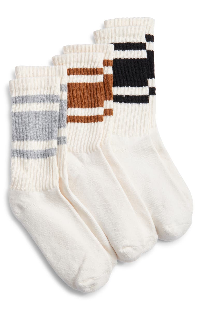American Trench Assorted 3-Pack Mono Stripe Cotton Blend Crew Socks, Main, color, 