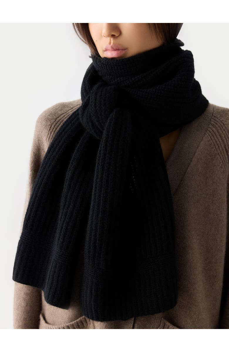 Gobi Cashmere Wide Rib Knit Scarf, Main, color, Black
