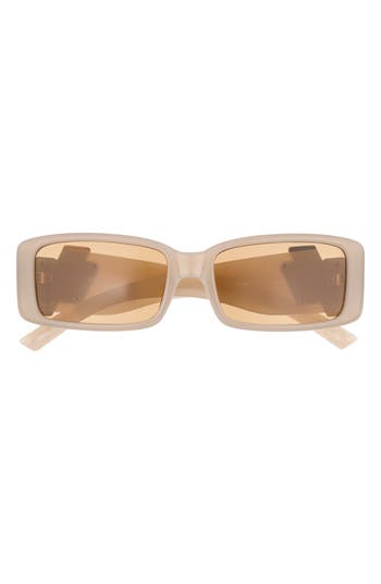 Le Specs Cruel Intentions 56mm Rectangular Sunglasses In Brown