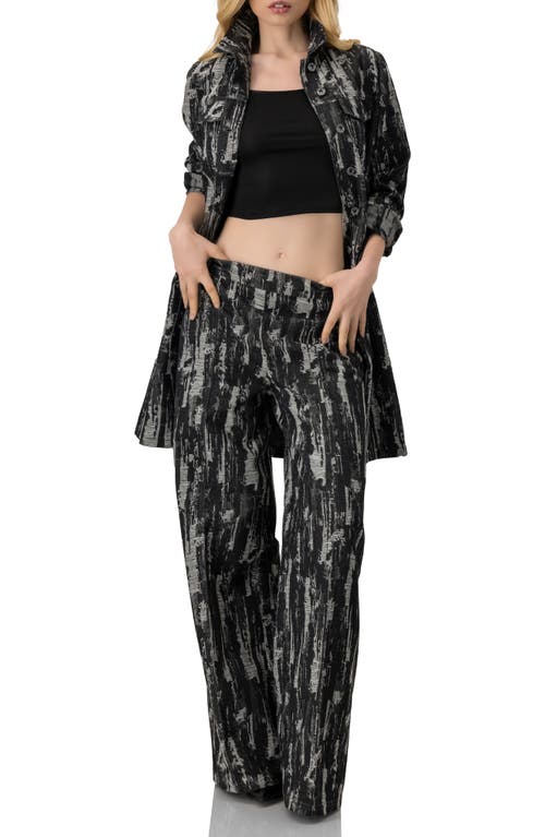 Ivonne Abstract Print Wide-leg Jeans In Black