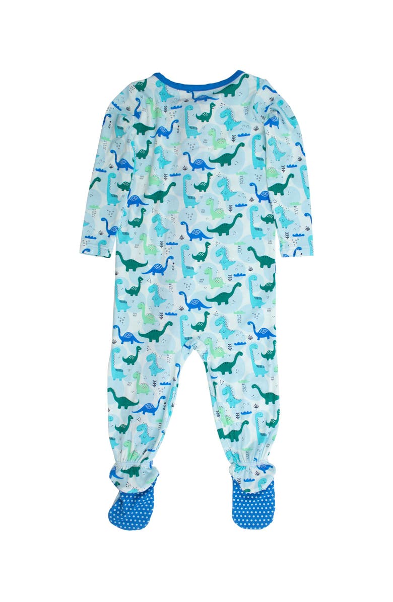 RuffleButts SoftSnooze Gender Inclusive One Piece Footie Pajamas, Alternate, color, Snuggle-Saurus