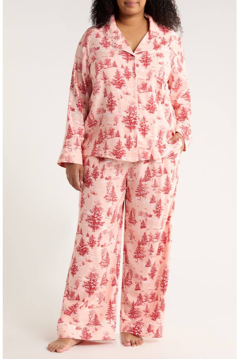Cozy Cotton Blend Flannel Pajamas, Main, color, PINK- RED SPRUCE TOILE