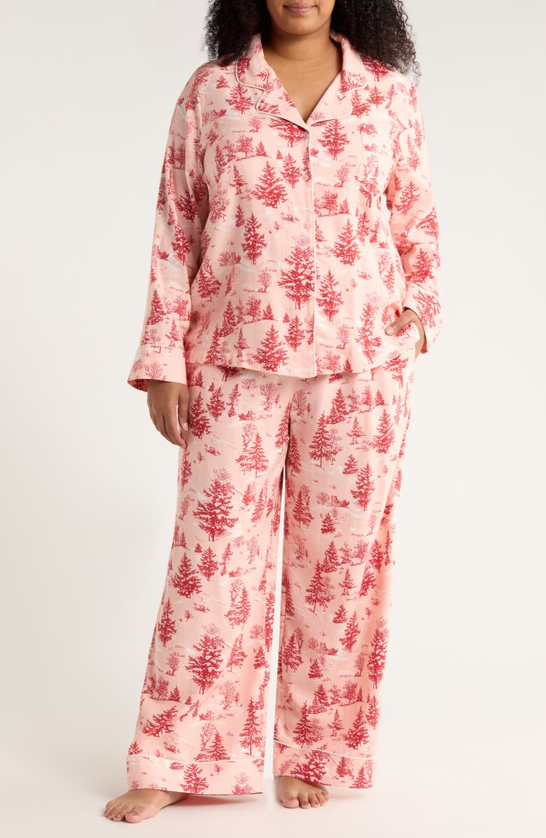 Nordstrom Cozy Cotton Blend Flannel Pajamas, Main, color, Pink- Red Spruce Toile