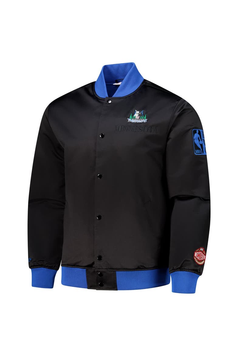 Men's Mitchell & Ness Black Minnesota Timberwolves Hardwood Classics Team OG 3.0 Lightweight Satin Full-Snap Jacket, Alternate, color, Black
