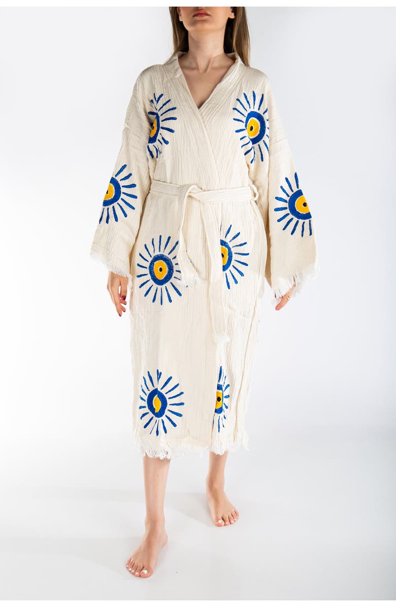 Forever & Always Shoes Solara Handmade Cotton Boho Kimono, Alternate, color, Off-White