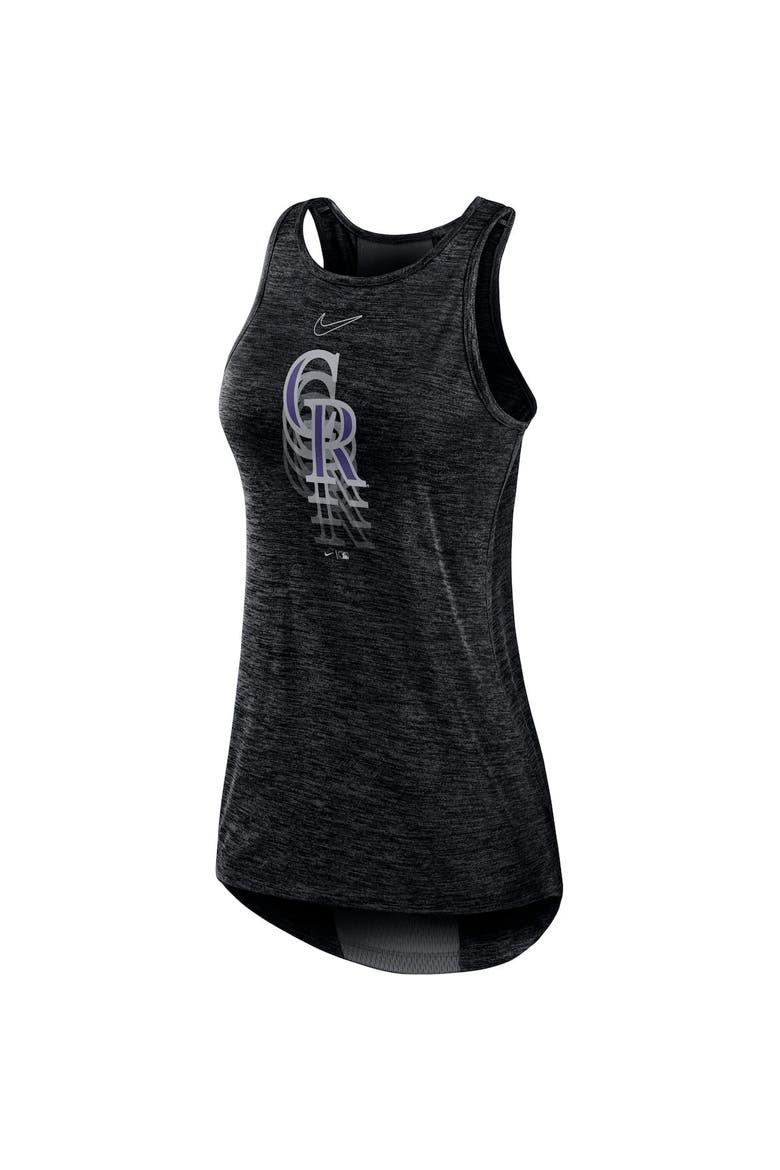 Women's Nike Black Colorado Rockies Logo Fade High Neck Performance Tank Top, Alternate, color, Black