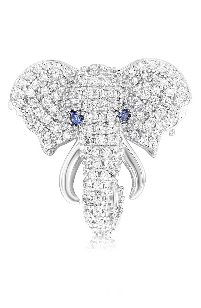 SUZY LEVIAN Cubic Zirconia Elephant Brooch, Main, color, Silver
