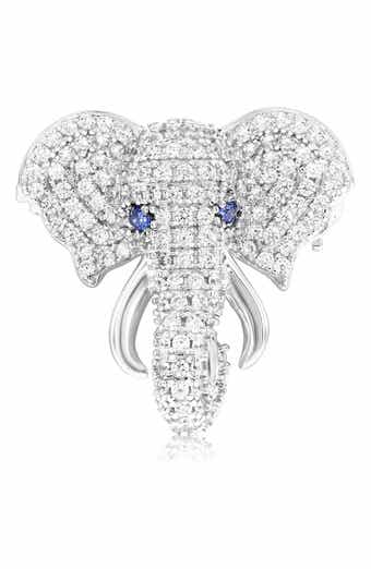 Cubic Zirconia Elephant Brooch