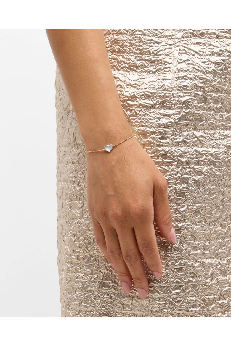 Heart Bracelet Set In Sterling Silver With 18K Gold Overlay, Alternate, color, White