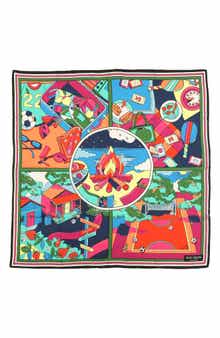 summer scene silk square scarf