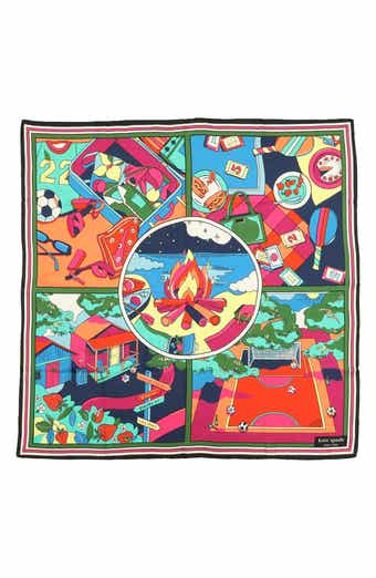 summer scene silk square scarf