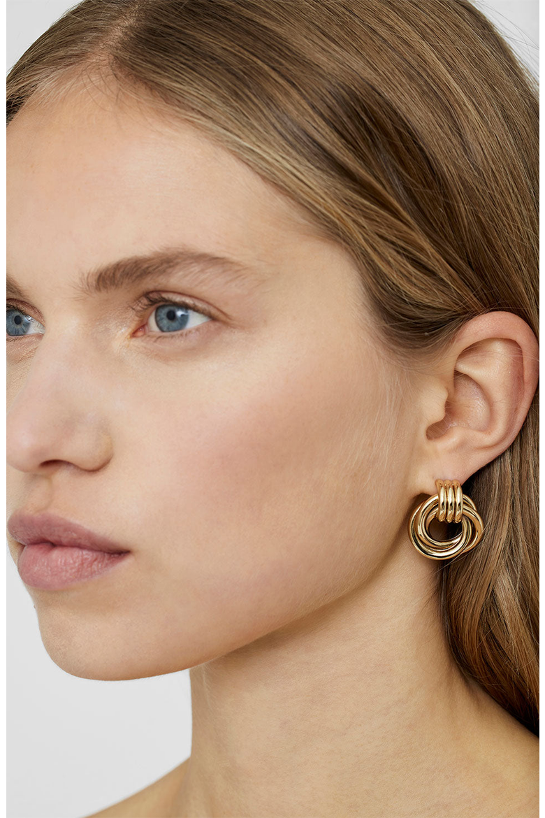Triple Knot Earrings, Alternate, color, Gold