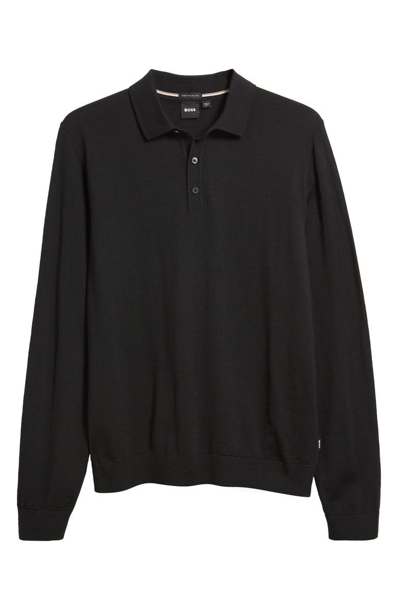 BOSS Lancione Wool Polo Sweater, Alternate, color, Black