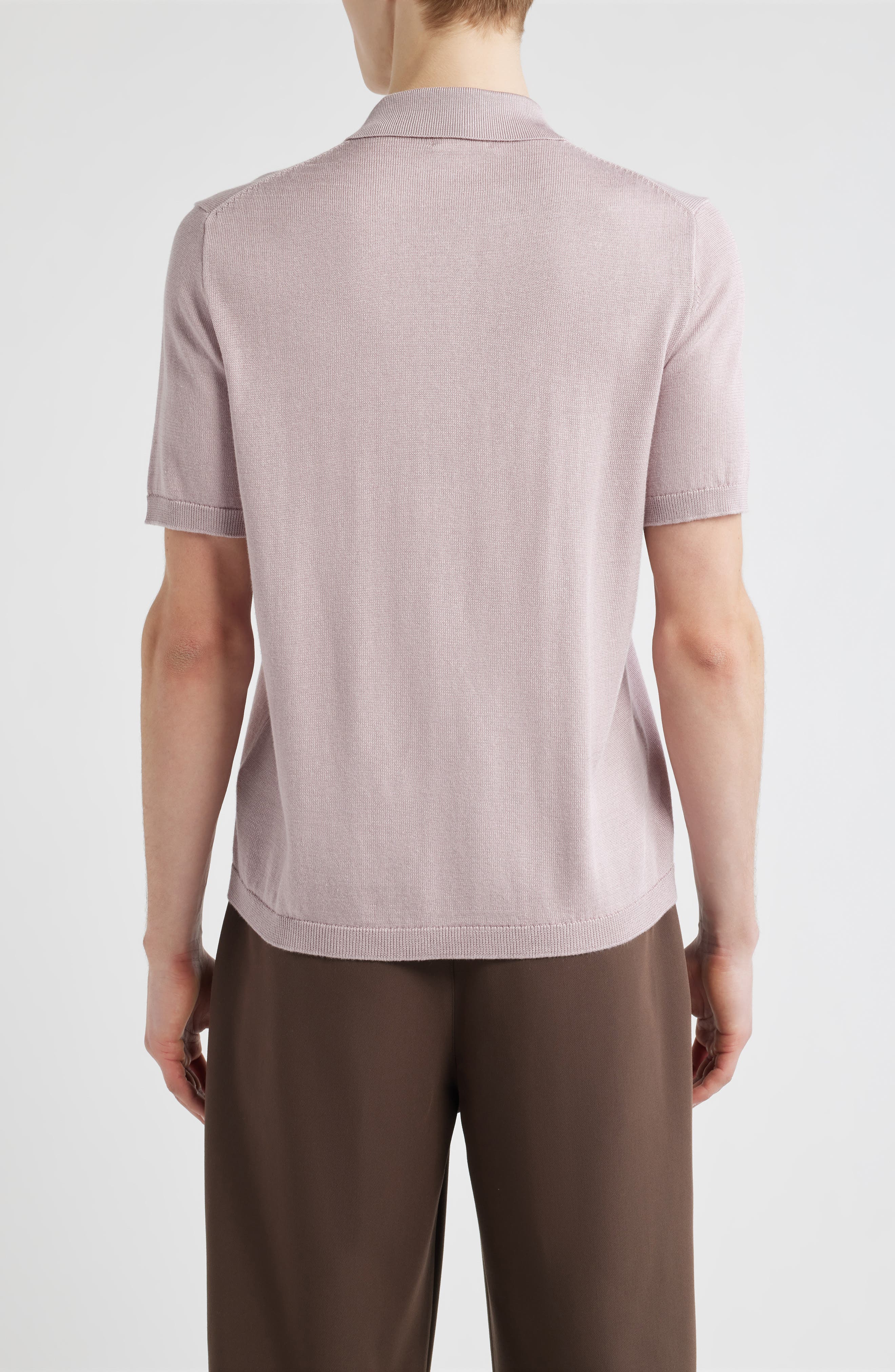 Solid Cotton Blend Polo Sweater - image 4