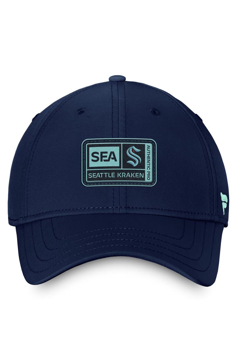 FANATICS Men's Fanatics Branded  Deep Sea Blue Seattle Kraken Authentic Pro Training Camp Flex Hat, Alternate, color, Navy