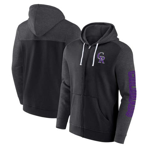 Men's Fanatics Branded Black Colorado Rockies Offensive Line Up Lightweight Full-Zip Hoodie