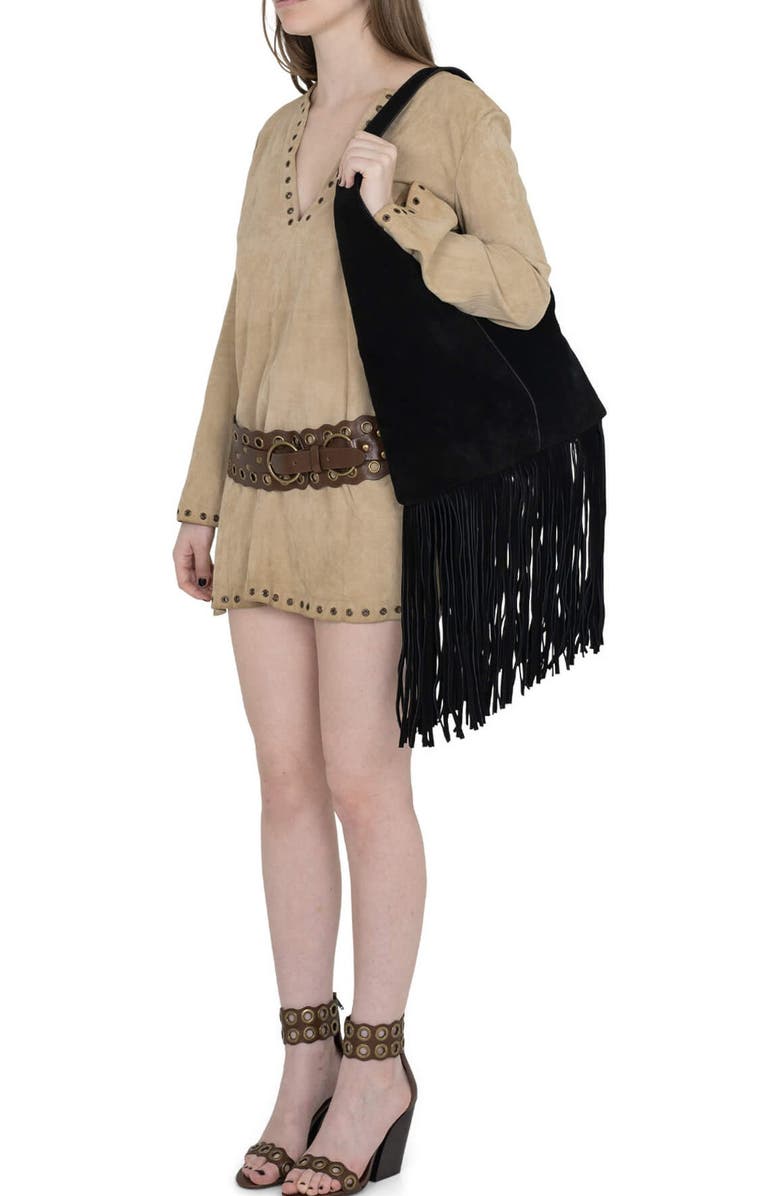 Jeffrey Campbell Wonders Suede Shoulder Bag, Alternate, color,