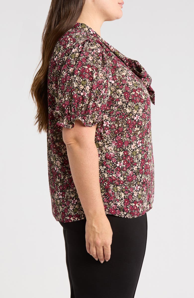 Jones New York Tie Neck Puff Sleeve Top, Alternate, color,