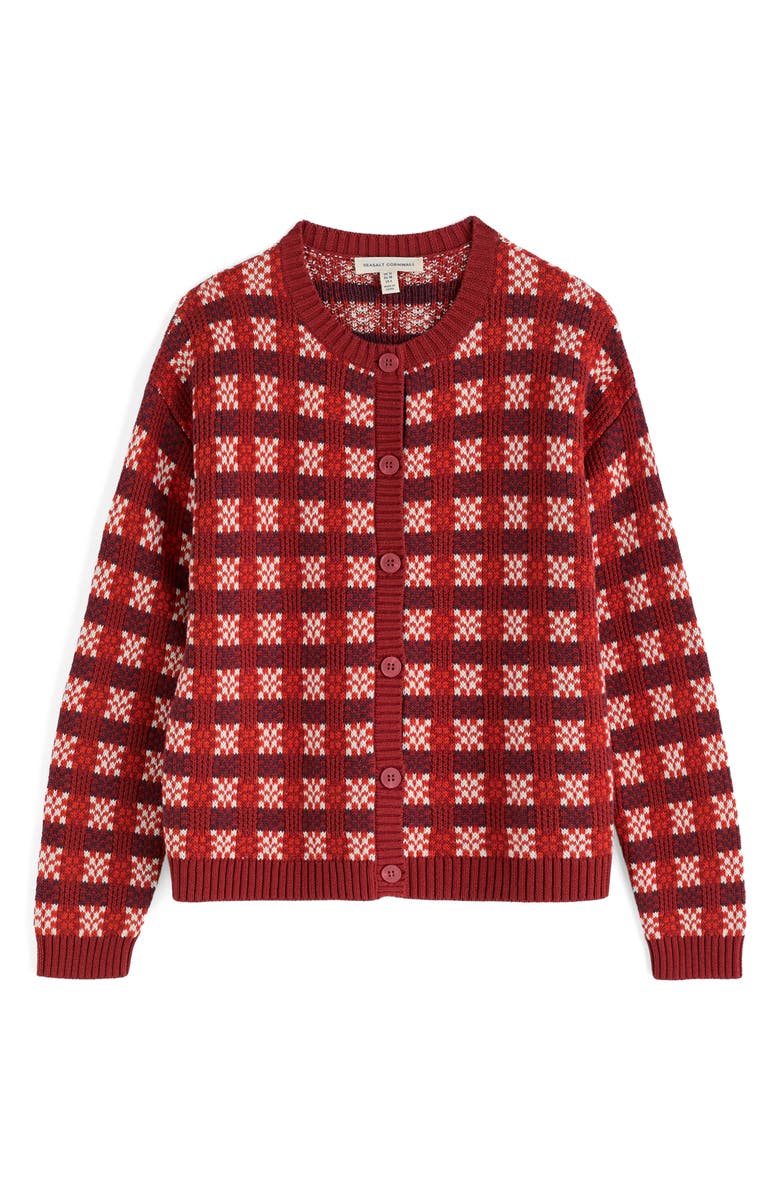 Seasalt Cornwall Kensa Check Organic Cotton Jacquard Cardigan, Alternate, color, Circlet Deep Rust Chalk