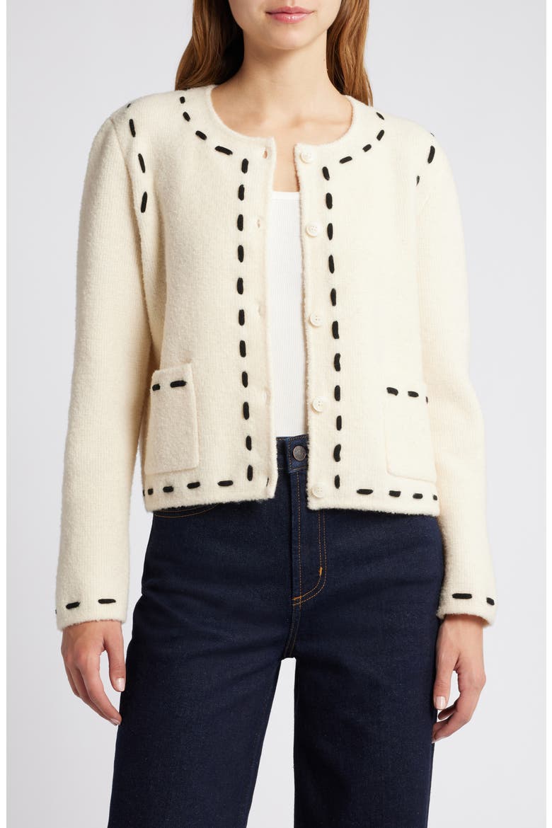 Juliette Wool Blend Cardigan, Main, color, IVORY