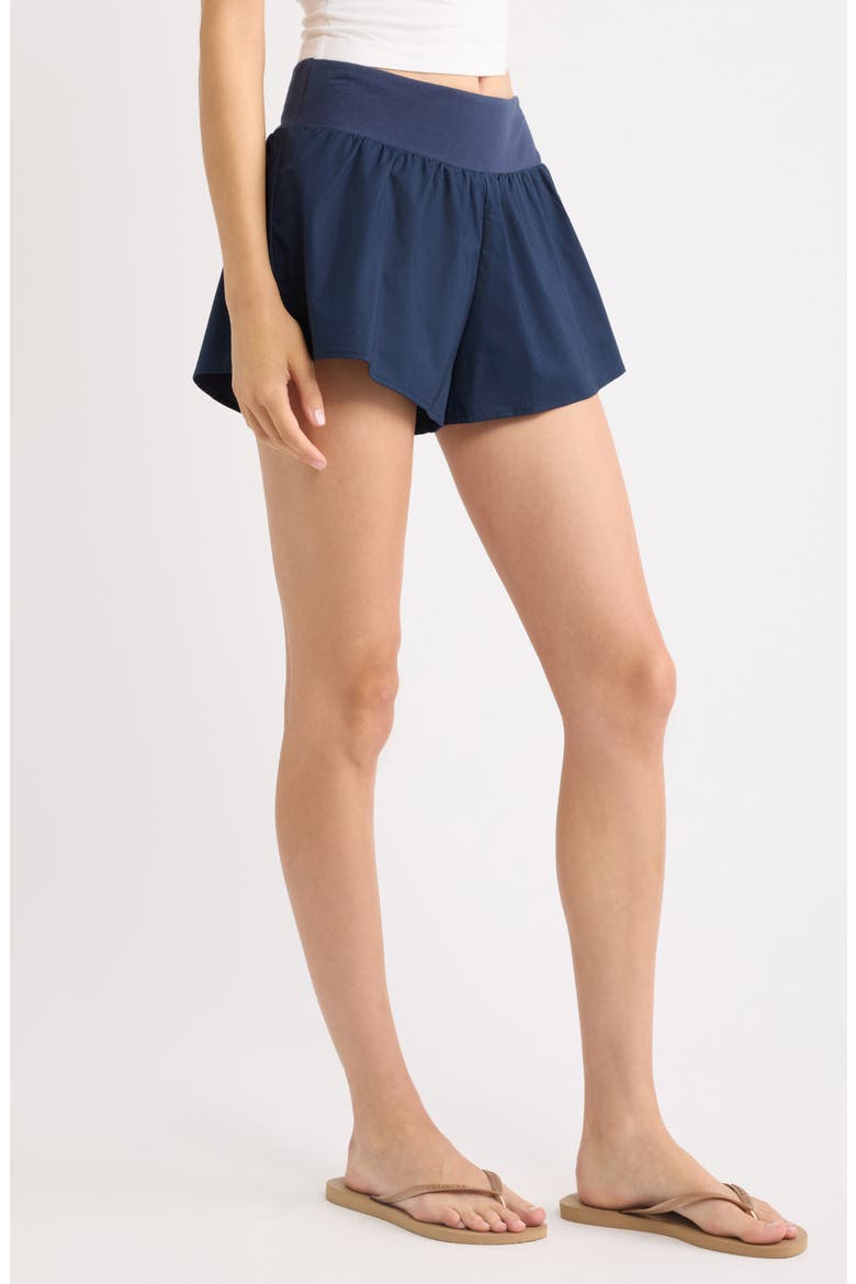Woven Stretch Cotton Flutter Shorts, Alternate, color, NAVY