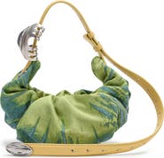 DIESEL® Small Grab-D Satin Denim Scrunched Hobo Bag