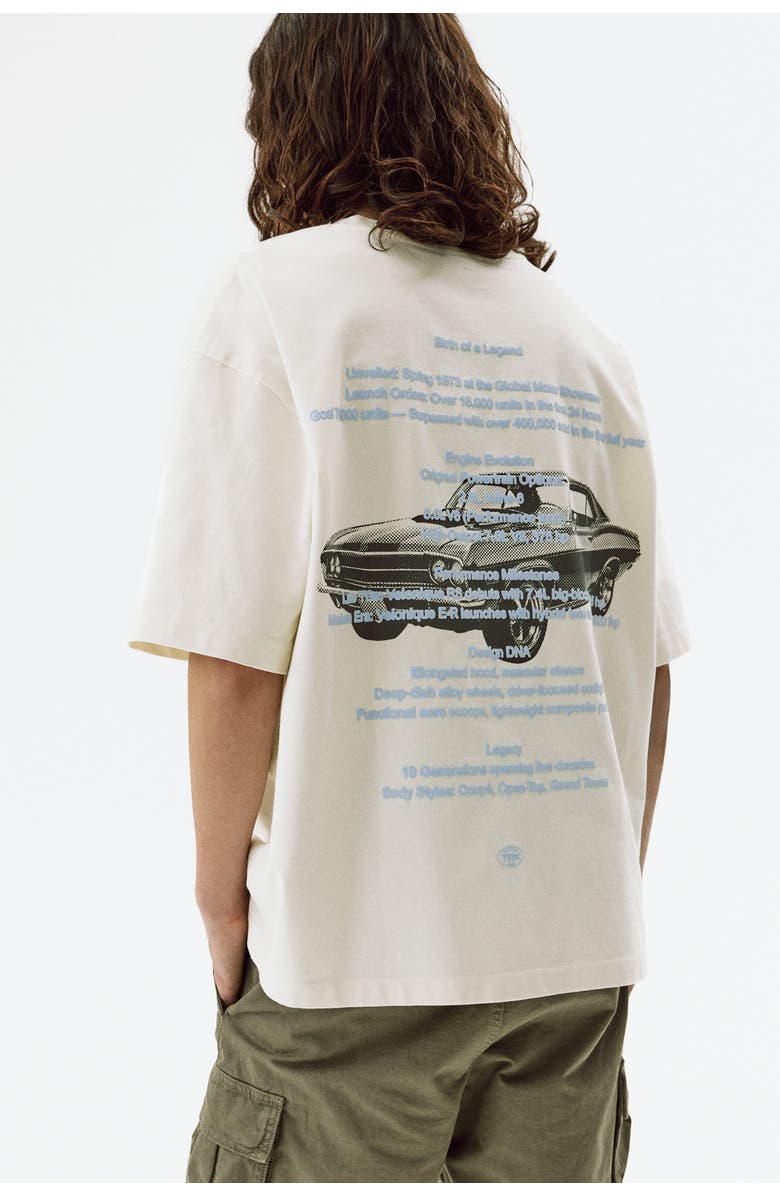 H&M Oversized Fit Printed Cotton T-shirt, Alternate, color, Cream/Car