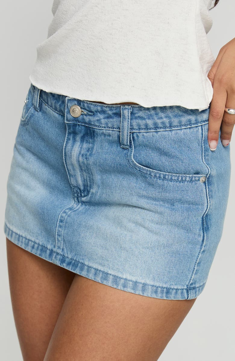 Princess Polly Jordi Low Rise Denim Skort, Alternate, color, Light Blue Wash