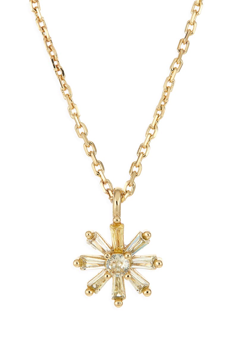 mini flower pendant necklace, Alternate, color, YELLOW / GOLD