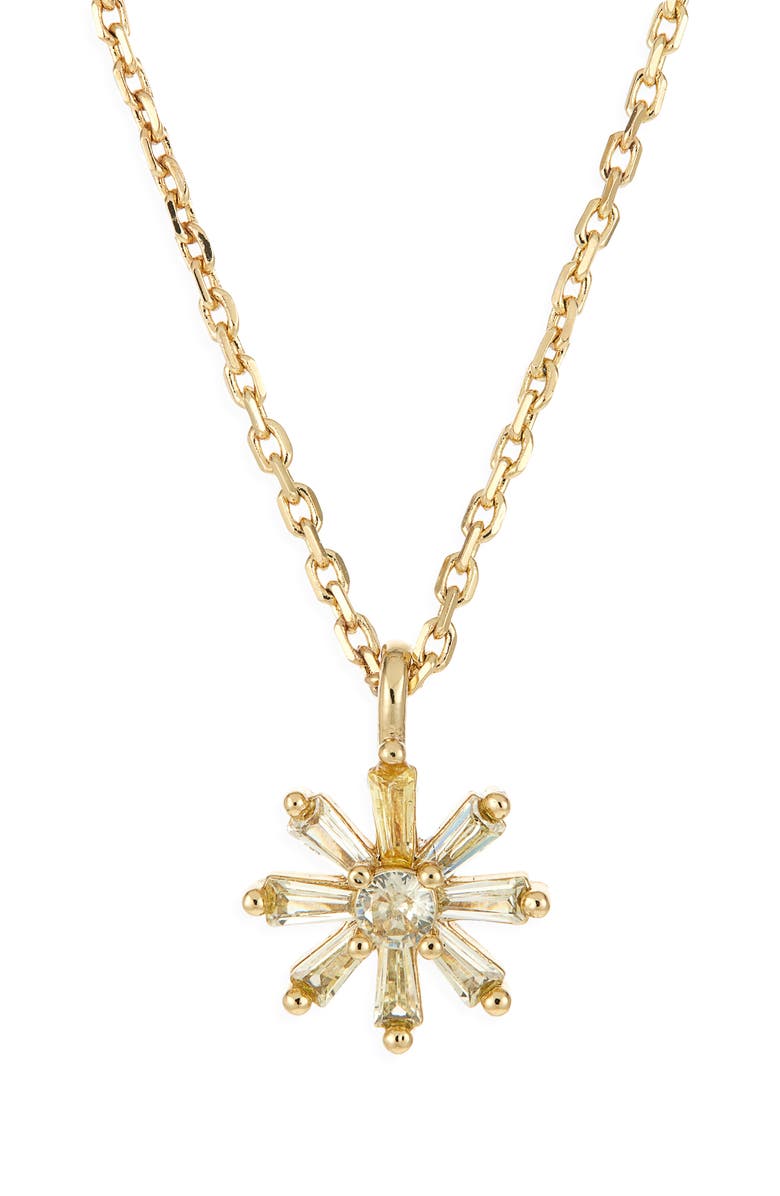 Kate Spade New York mini flower pendant necklace, Alternate, color, Yellow / Gold