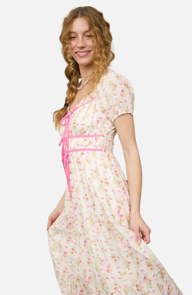 Blu Pepper Floral Tie Contrast Tie Midi Dress, Alternate, color, Pink Multi