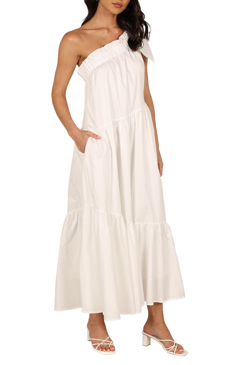 Petal & Pup Ava One-Shoulder Cotton Maxi Dress, Alternate, color, White