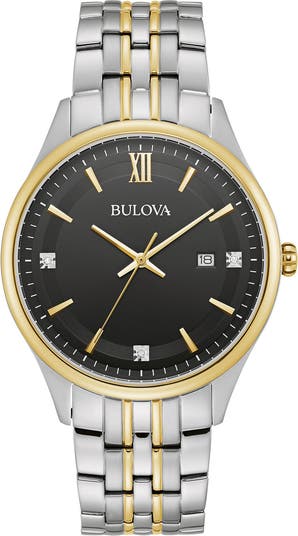 Two-Tone Stainless Steel Quartz Diamond Embellished Bracelet Watch, 32mm