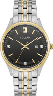 BULOVA Two-Tone Stainless Steel Quartz Diamond Embellished Bracelet Watch, 32mm