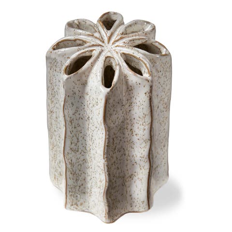 Flower Frog Vase - Decorative Ceramic Christmas Vase White