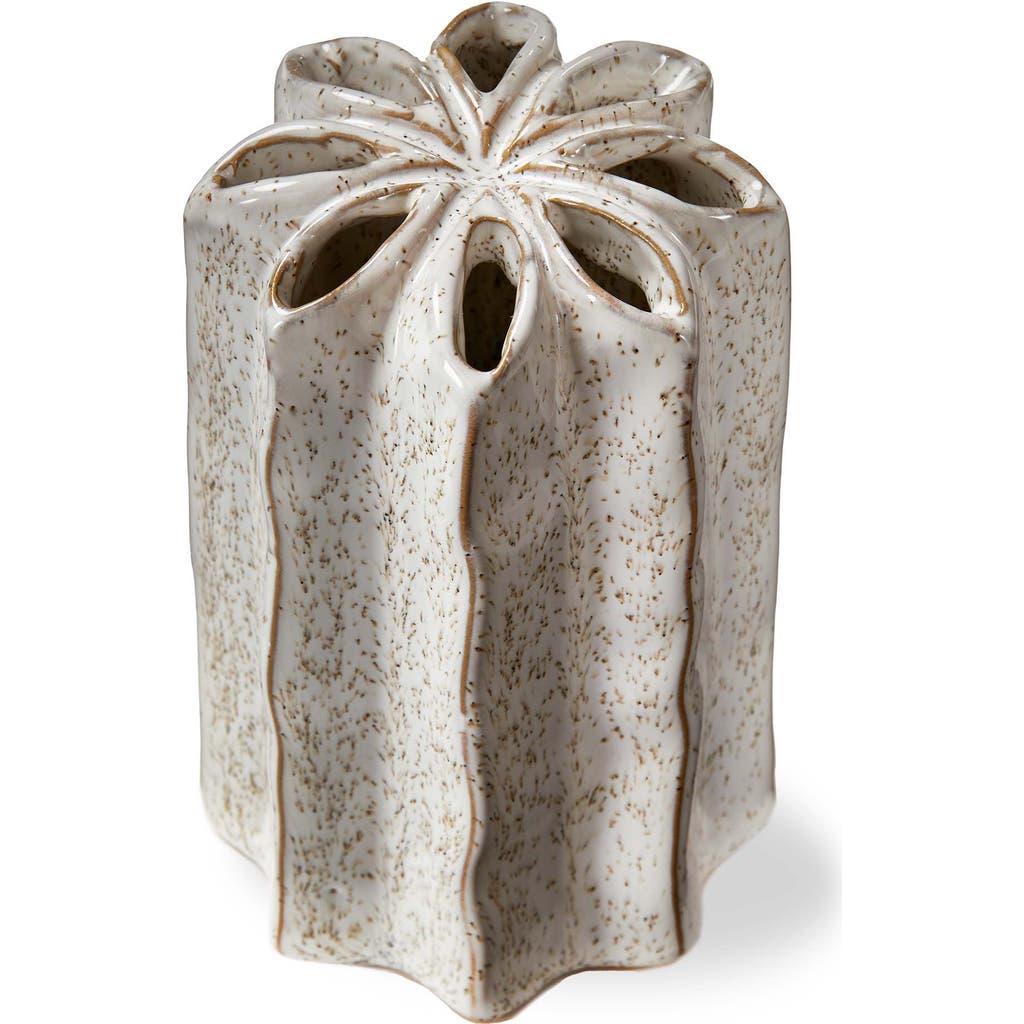 Tag Flower Frog Vase In Brown